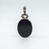 Large Chunky Vintage Double Sided Fob Black Onyx & White Mother of Pearl Pendant