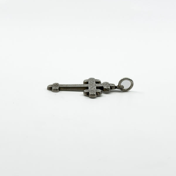 Antique Victorian Sterling Silver Engraved Christian Cross Pendant 925 (1900)