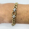 Vintage Reversible 9ct Gold Chunky Fancy Curb Links Diamond 8” Bracelet 375 23g