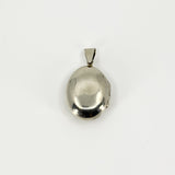 Chunky Vintage Sterling Silver Oval Black Onyx Engraved Locket 925