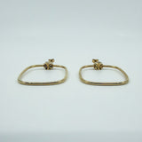 Unusual Large Rectangular 9ct Gold Hoop Earrings 375
