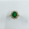 14ct Gold 1.77ct Emerald & Diamond Cluster Ring 585 Size N Engagement Stacking