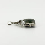 Large Vintage Green Moss Agate & Black Onyx Fob 925 by David Scott Walker
