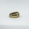 Vintage Chunky 9ct Gold CZ Starburst Trilogy  Ring / Gypsy Band Size R 
