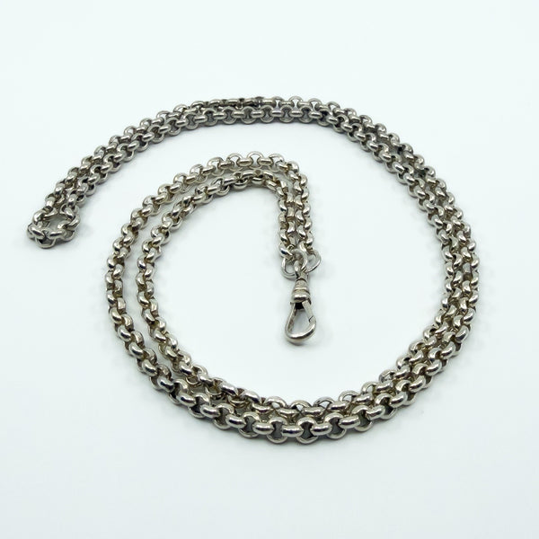 Chunky Vintage Sterling Silver 33” Rolo Links Chain & Dog Clip 925 60g 1997