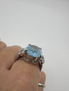 Chunky Sterling Silver 8ct Blue Topaz Ring 925 Size N 