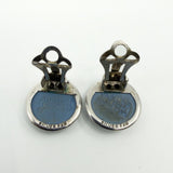 Vintage Sterling Silver Jasper Ware Blue Cameo Clip on Earrings 925
