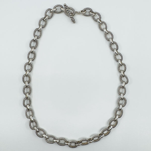 Vintage Sterling Silver Chunky 18.5” Fancy Link Chain & T-Bar Toggle 925 50g