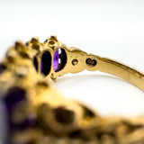 Vintage 9ct Gold 0.50ct Amethyst Half Hoop Band Ring Size L - M 3.7g 1972
