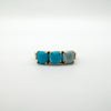 Unusual Diamond & Blue Stone Trilogy Ring in Sterling Silver 925 Size L - M