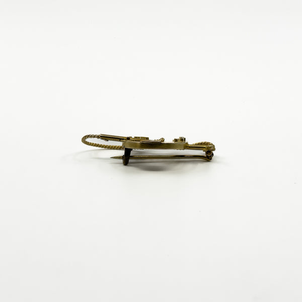 Antique Victorian 9ct Gold Lucky Horseshoe & Crop Brooch 375 (Chester 1891)