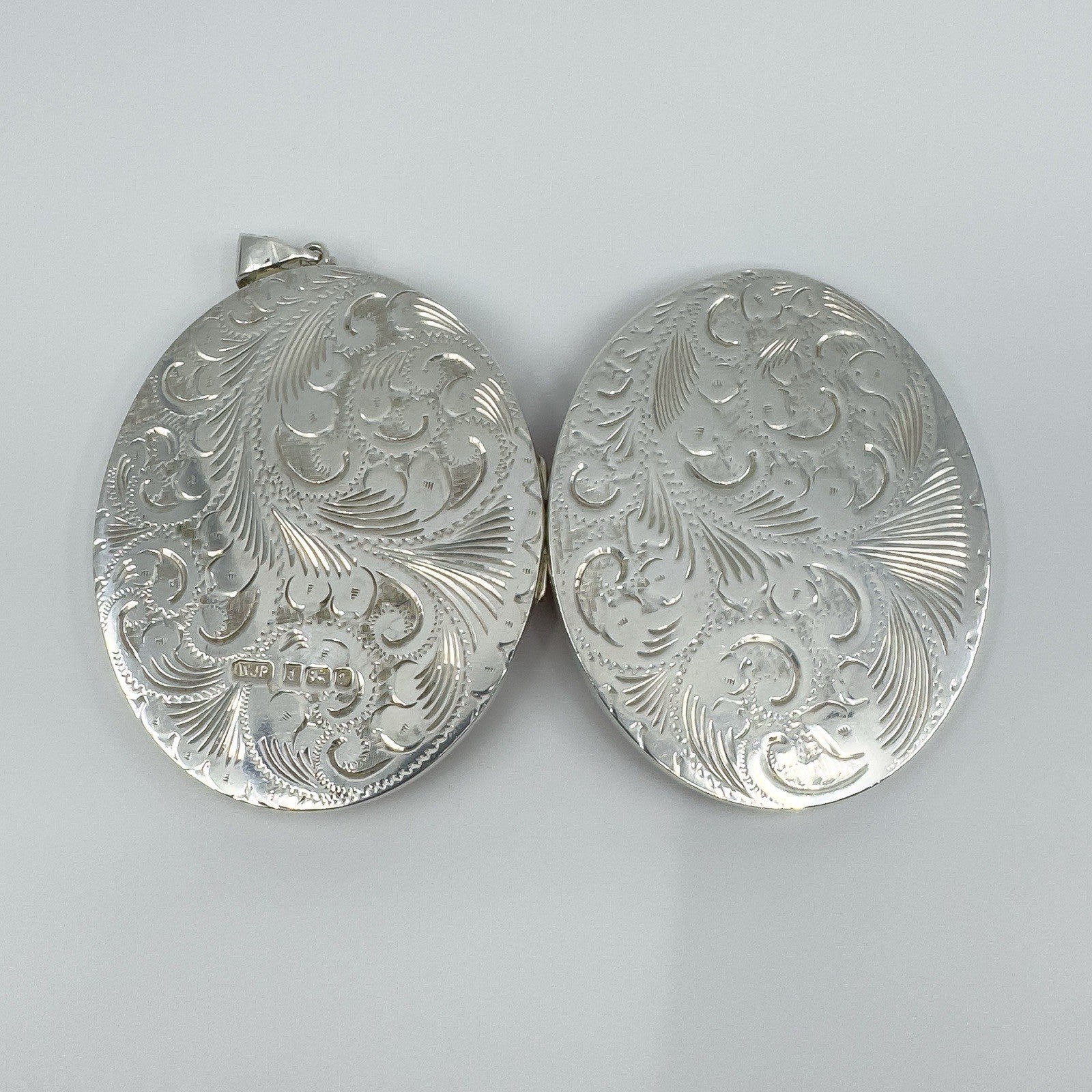 Rare Huge Oversized Chunky Vintage Sterling Silver Oval Photo Locket Pendant 69g
