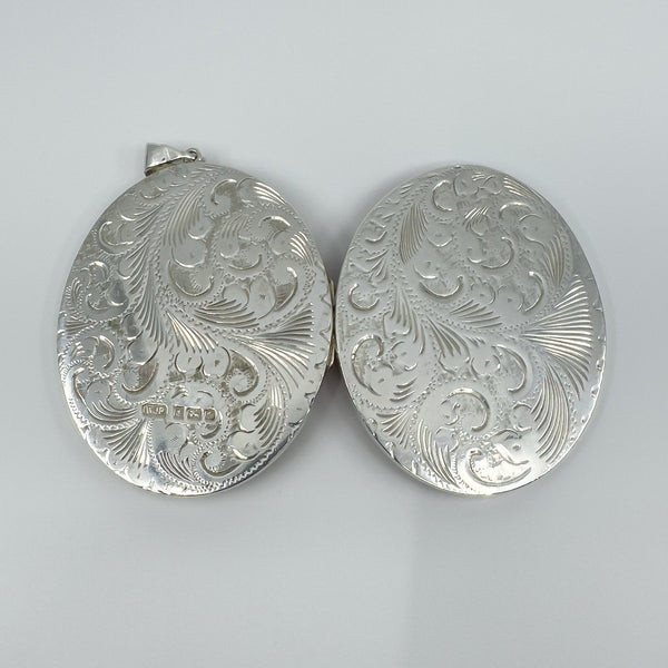 Rare Huge Oversized Chunky Vintage Sterling Silver Oval Photo Locket Pendant 69g