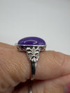 Large Sterling Silver 10ct Purple Chalcedony & Diamond Ring 925 Size N 