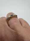 Vintage 9ct Gold Sapphire & Opal Band / Ring 375 Size L Eternity Half Hoop