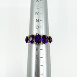 Chunky Vintage 9ct Gold 2.65ct Amethyst 5 Stone Ring Size Q 