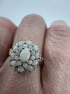 Vintage 9ct Gold Opal & Diamond Cluster Ring 375 Size U - V (Birmingham 2005)