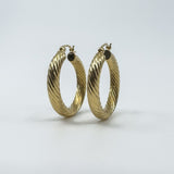 Large Vintage Chunky Twisted 9ct Gold Hoop Earrings 1991 