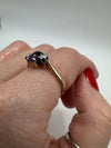 Vintage 9ct Gold 0.60ct Amethyst & Diamond Trilogy Ring 375 Size O Engagement