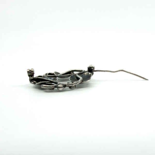 Vintage Sterling Silver Floral Brooch 925