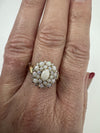 Vintage 9ct Gold Opal & Diamond Cluster Ring 375 Size U - V (Birmingham 2005)