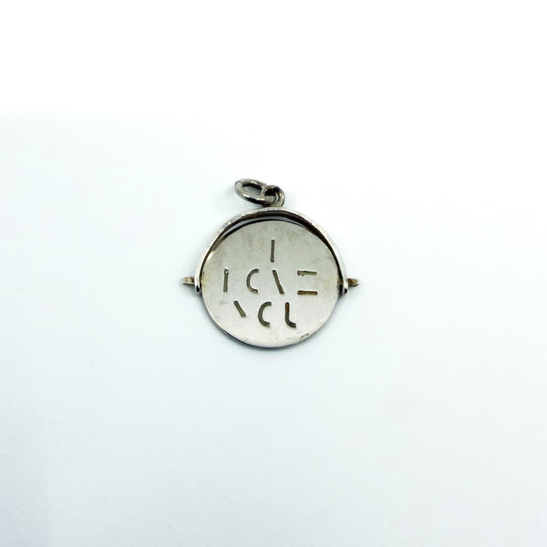 Sterling Silver Vintage Spinning I LOVE YOU Fob / Pendant 925