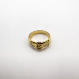Vintage 18ct Gold 0.20ct Double Diamond Buckle Ring Size P Heavy 7g 6.9mm Band