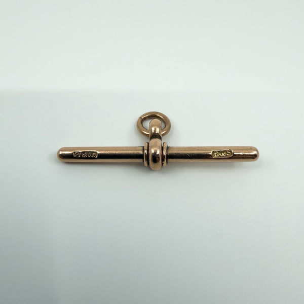 Antique Large 9ct Rose Gold T-Bar Pendant / Charm 375