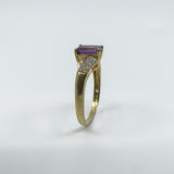 Vintage 9ct Gold 1.75ct Diamond & Amethyst Ring 375 Size R 2004