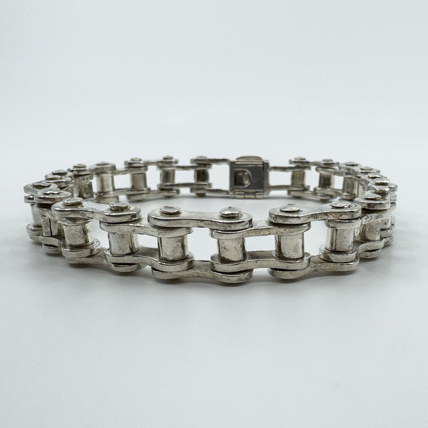 Unusual Sterling Silver Chunky Biker Chain Links 9.3" Bracelet 925 Heavy 71g