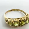Vintage 9ct Yellow Gold 5x Stone 1.08ct Peridot Ring / Band 375 Size N 1989