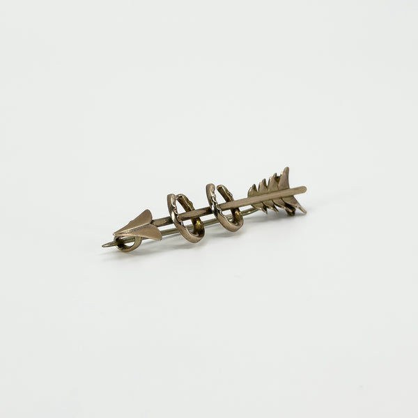 Antique Victorian 9ct Rose Gold Double Lucky Horseshoe & Arrow Brooch 375