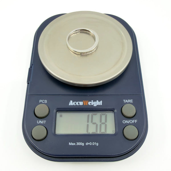 9ct White Gold 0.11ct Diamond Skinny Band / Ring 375 Size M Wedding Eternity