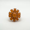 Huge Rose Gold on Silver Peach Moonstones Cluster Ring Size N  