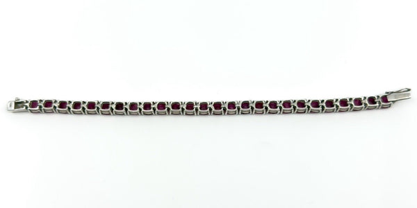 7.5" Sterling Silver 26ct Natural Ruby Tennis Bracelet 925