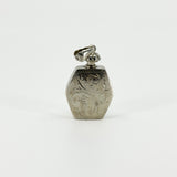 Chunky Sterling Silver Vintage Engraved Perfume / Poison Bottle Pendant 925