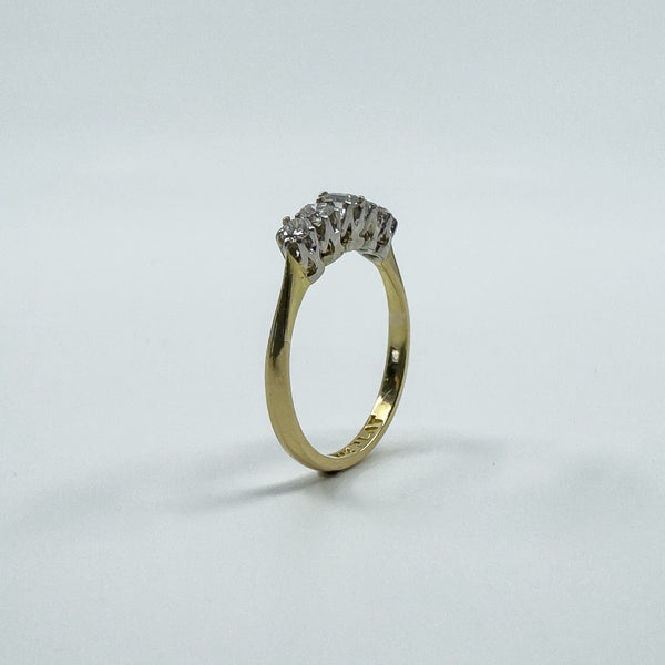 Antique 18ct Gold 0.50ct Diamond 5x Stone Ring 750 Size K