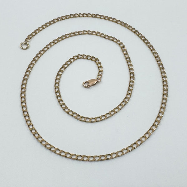 Vintage 9ct Rose Gold 21.5” Flat Curb Chain / Necklace 375 Unisex