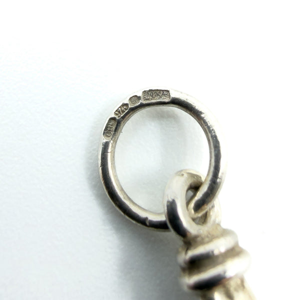 Vintage Sterling Silver 17.5” Fancy Link Chain with Dog Clip & T-Bar Pendant 925