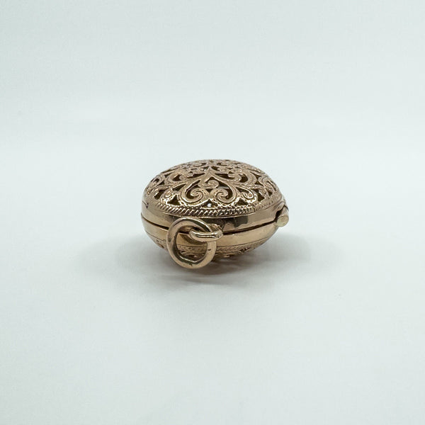 Vintage 9ct Rose Gold Large Chunky Oval Engraved Open Work Locket Pendant 375