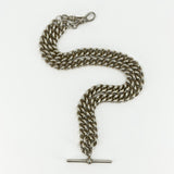 Heavy Chunky Sterling Silver 18.5" Albert Curb Chain & T-Bar Pendant 925
