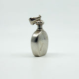 Chunky Sterling Silver Vintage Perfume / Poison Bottle Engraved Pendant 925