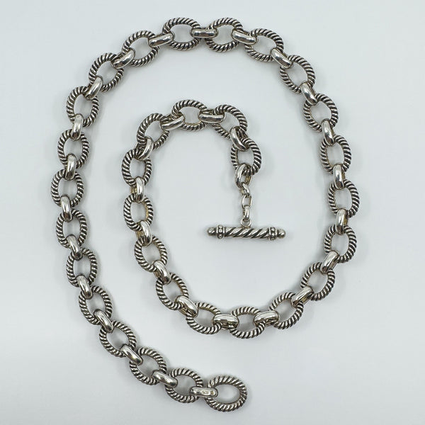Vintage Sterling Silver Chunky 18.5” Fancy Link Chain & T-Bar Toggle 925 50g