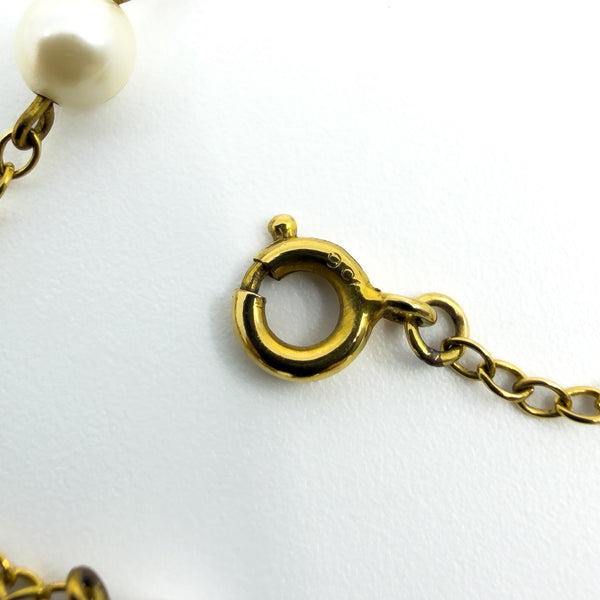 Vintage 9ct Gold Beaded Pearl 16” Chain / Necklace 375