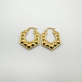 New & Unworn 9ct Gold Vintage Creole Hexagonal Chunky Hoop Earrings