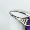 Large Sterling Silver 10ct Purple Chalcedony & Diamond Ring 925 Size N 