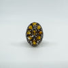 Huge Chunky Sterling Silver 4.50ct Citrine & Marcasite Cocktail Ring Size O - P