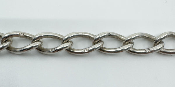 Antique Chunky Oval Links Bracelet with Dog Clip & T-Bar 925 31g