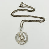 Large Vintage Sterling Silver St. Christopher Pendant & 18" Curb Chain 925