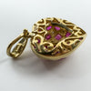 Vintage 9ct Gold Puffy Ruby & Diamond Heart Pendant 375